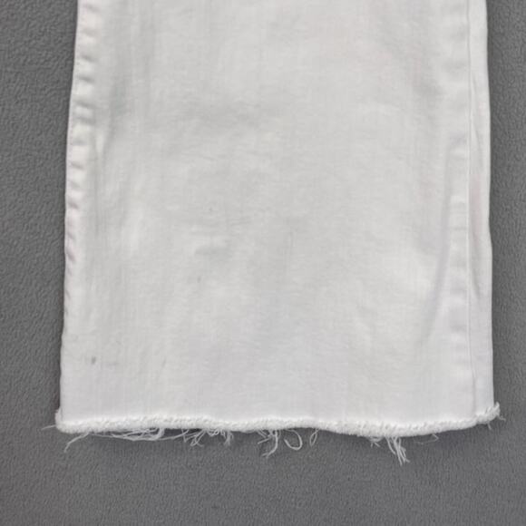 L'Agence Jeans Womens 27 White Flared High Rise Bell Bottom Denim Raw Hem Hippie - Picture 10 of 16